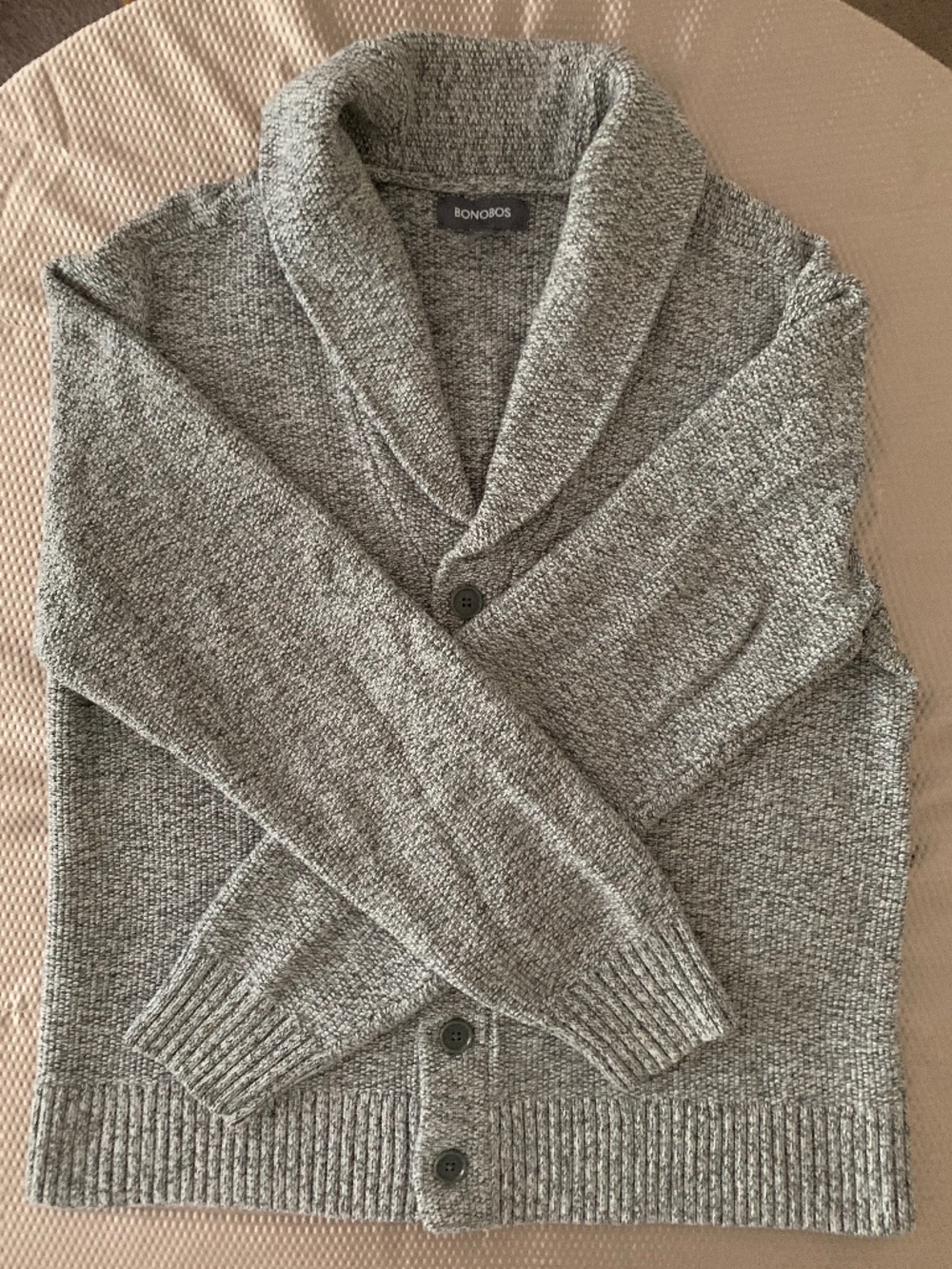 Bonobos Gray Marled 100% Cotton Shawl Collar Cardigan Sweater Men's M - Picture 3 of 9